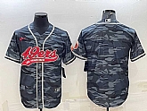 Men's San Francisco 49ers Blank Grey Camo With Patch Cool Base Stitched Baseball Jersey,baseball caps,new era cap wholesale,wholesale hats